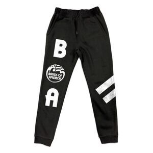 Bands of America Fleece Joggers Adult Small Black Tapered Fit White Details